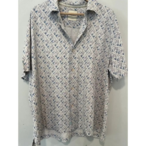 TOMMY BAHAMA MENS ALCAZAR TILES HAWAIIAN 100% SILK ALOHA CAMP SHIRT XL - Picture 2 of 11